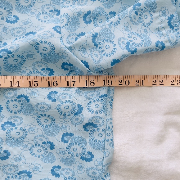 True Vintage 1970s Blue Floral Button Front Top Size Medium Festival Hippie - Picture 6 of 9